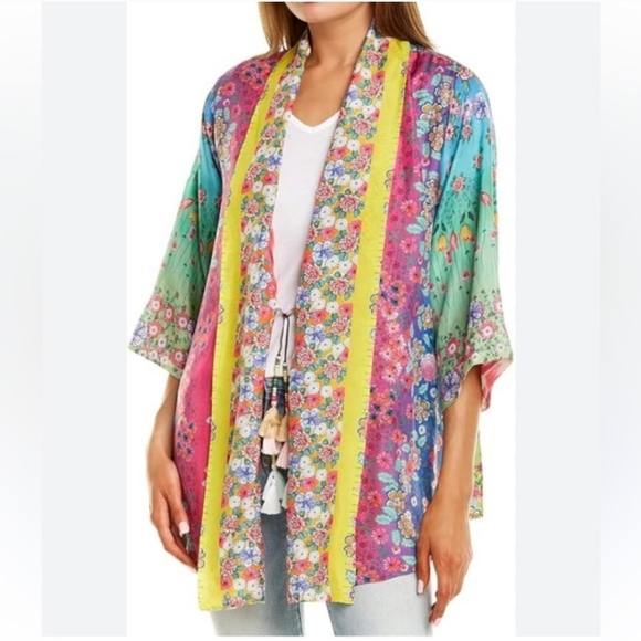 Johnny Was 100% Silk Anastasia Kimono Reversible M - Picture 1 of 16